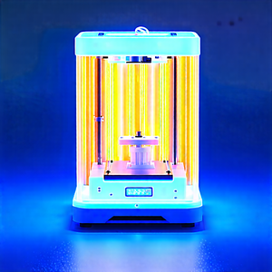 Tech Etching: 3d Printer With Blue Light (glow:1.18) With White Machine