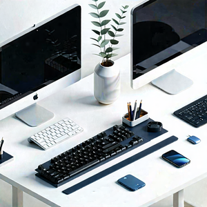 Business Isometric Design: Workplace with digital (devices:1.26) on desk