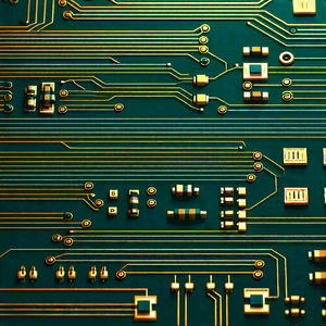 Tech Infographic Style: Close-up of electronic circuit