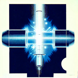 Tech Linocut Print: Innovative Medical Technology Design With Blue White