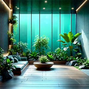 Lifestyle Unreal Engine: Balcony Garden With (minimalist:1.35) Decor With Image, There