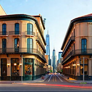 Urban Architectural Photography: City Rideshare In Historic Quarter With City Street