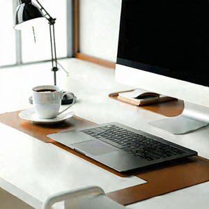 Business Octane Render: Workplace with laptop and coffee on desk