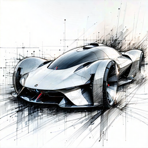 Tech Charcoal Drawing: Innovative Electric Vehicle Design With Drawing Futuristic