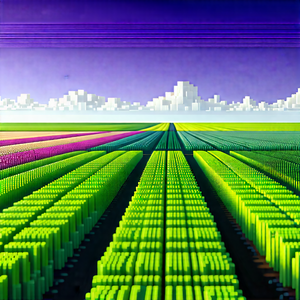 Tech Voxel Art: Agricultural technology in manufacturing facility