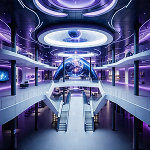 Tech Drone Photography: Futuristic Innovation Hub With Black White