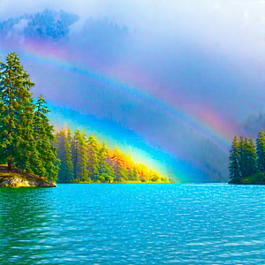 Nature Landscape Photography: Rainbow Over Alpine (lake:1.27) With Beautiful Scene