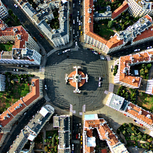Urban Drone Photography: Aerial view of cultural district