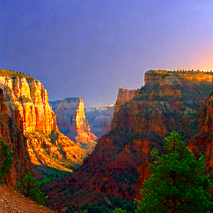 Nature Graphic Design: Canyon During Sunrise With Beautiful Mountain
