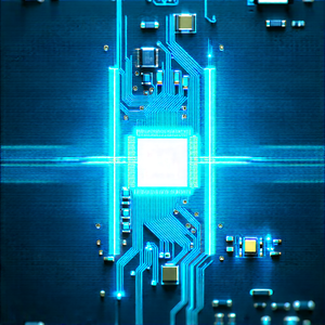 Tech Pencil Sketch: Circuit board with holographic projection