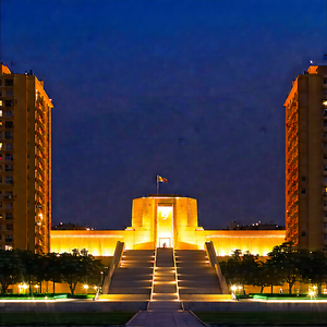 Urban Lithograph: Cultural Center With City Lights With Large Building