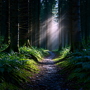 Nature Advertising Photography: Path Through Dense Forest With Serene Forest