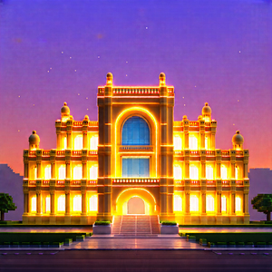 Urban Cinema 4d: Famous Building With (sunset:1.24) Glow With Model Large,