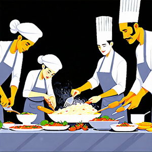 Lifestyle Acrylic Painting: Cooking Class With Diverse Friends With Image, Group