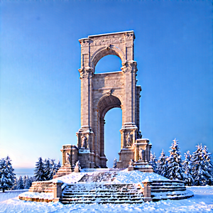 Urban Advertising Photography: Historic Monument With Snow Covering With Large, Snow-covered