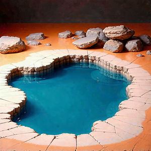 Nature Macro Photography: Tranquil Pond Surrounded By Rocky Shores With Large, Blue