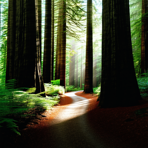 Nature Stock Photography: Path Through Redwood (forest:1.14) With Pathway Seen