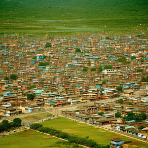 Urban Matte Painting: Aerial view of cultural district