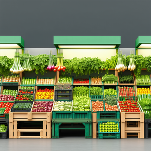 Urban 3D Render: Urban farmers market scene