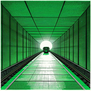 Urban Linocut Print: (city:1.15) Subway In Busy Intersection With Train Traveling