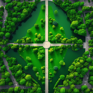 Urban Abstract Design: Aerial view of central park