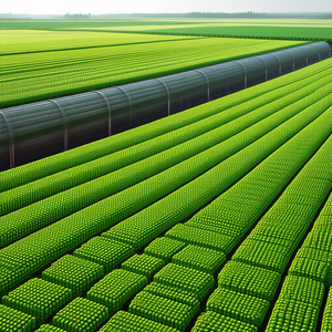 Tech Voxel Art: Agricultural Technology In Manufacturing Facility With Large, Lush