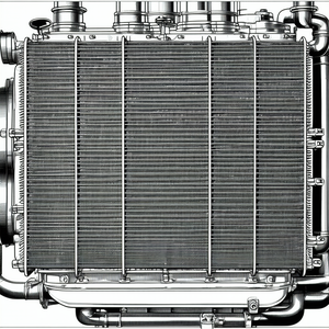 Tech Ink Drawing: Close-up of cooling system